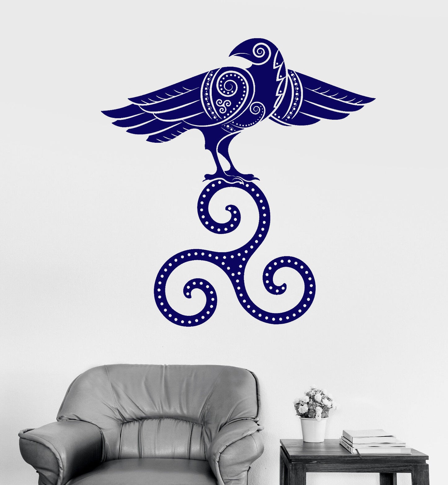 Vinyl Wall Decal Triskel Celtic Symbol Ornament Bird Raven Stickers (2000ig)