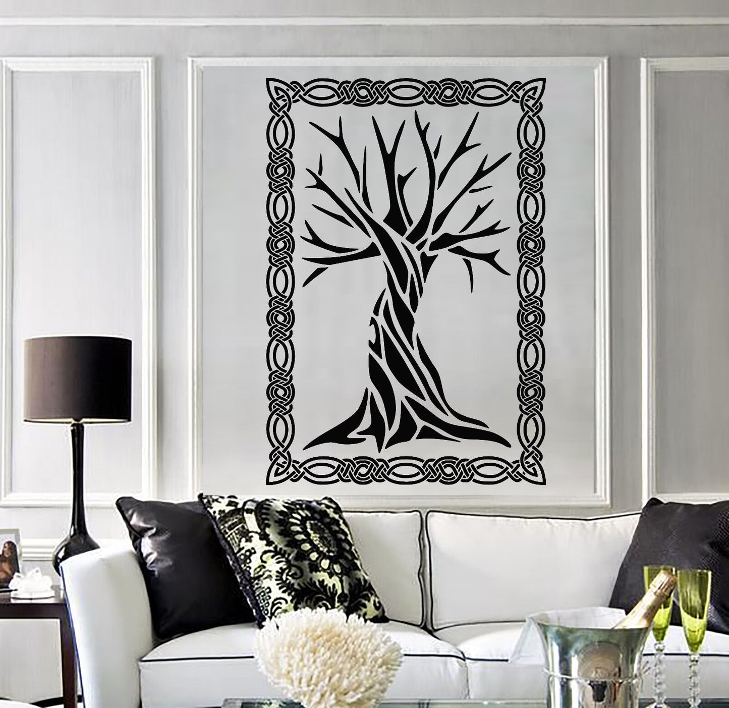 Vinyl Wall Decal Celtic Ancient Tree Art Ornament Frame Nature Stickers (2028ig)