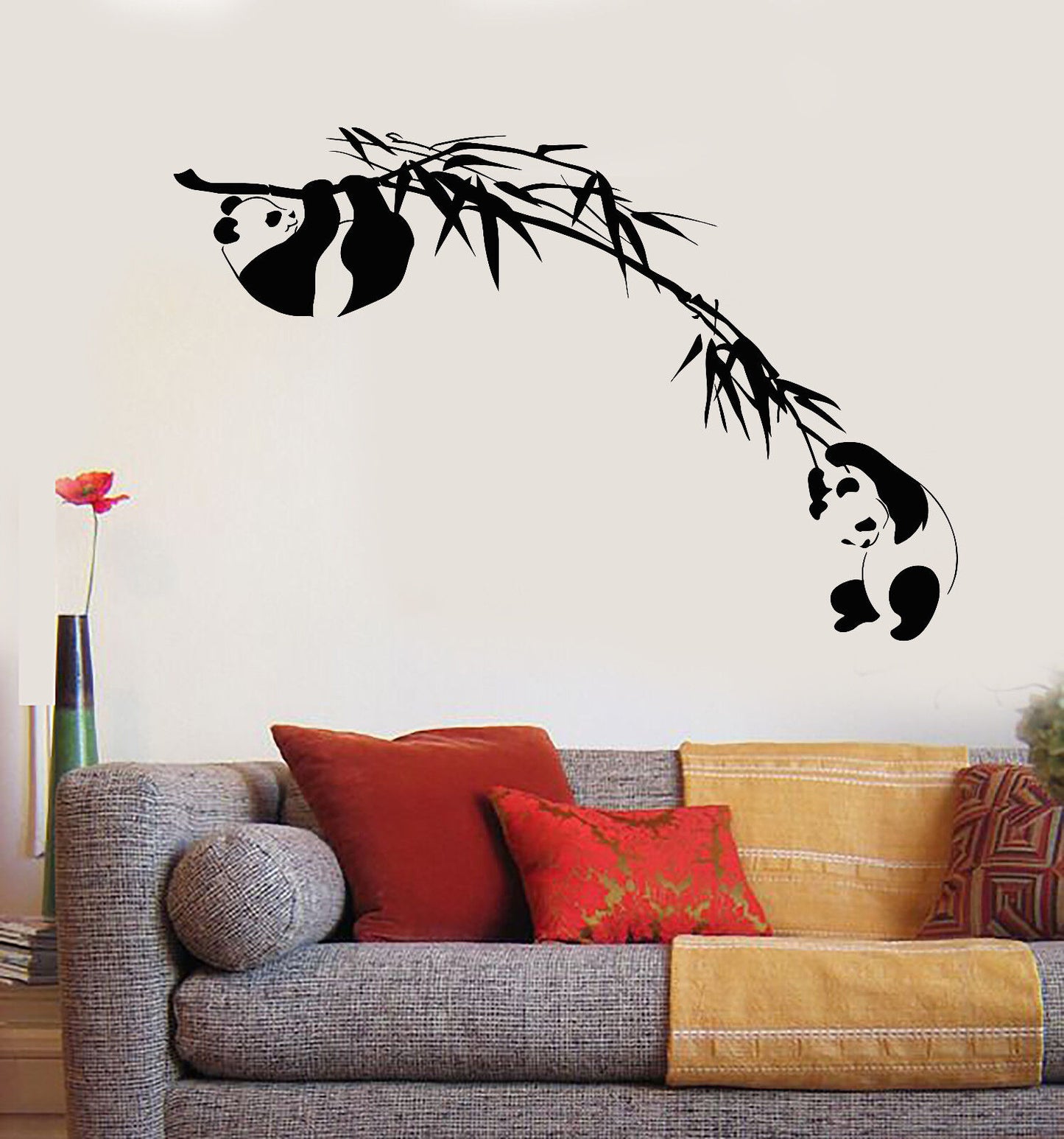 Vinyl Wall Decal Branch Bamboo Tree Panda Asian Animal Stickers (2066ig)