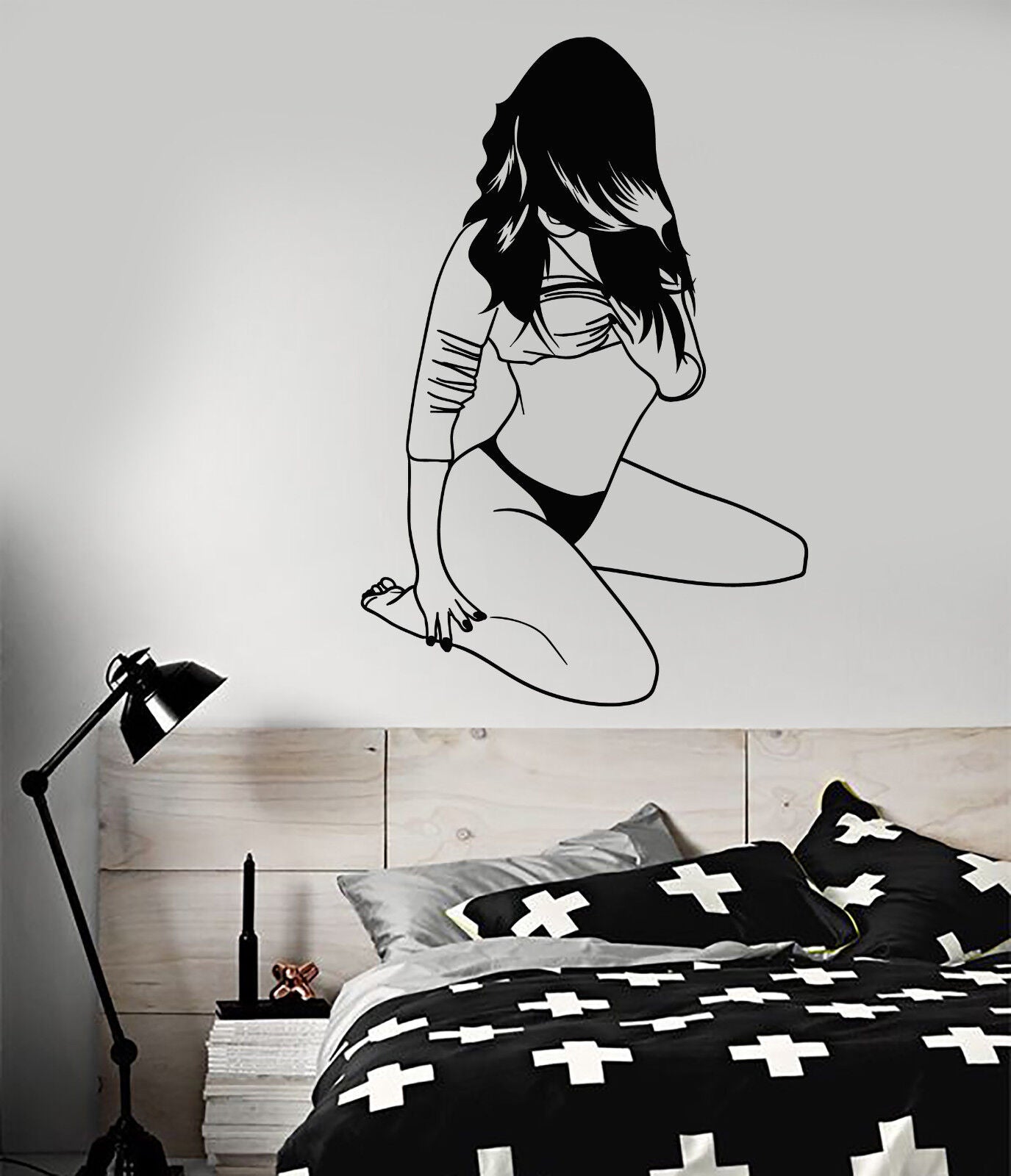 Autocollant mural en vinyle, autocollants décoratifs pour chambre d'adulte, fille Sexy (2073ig)