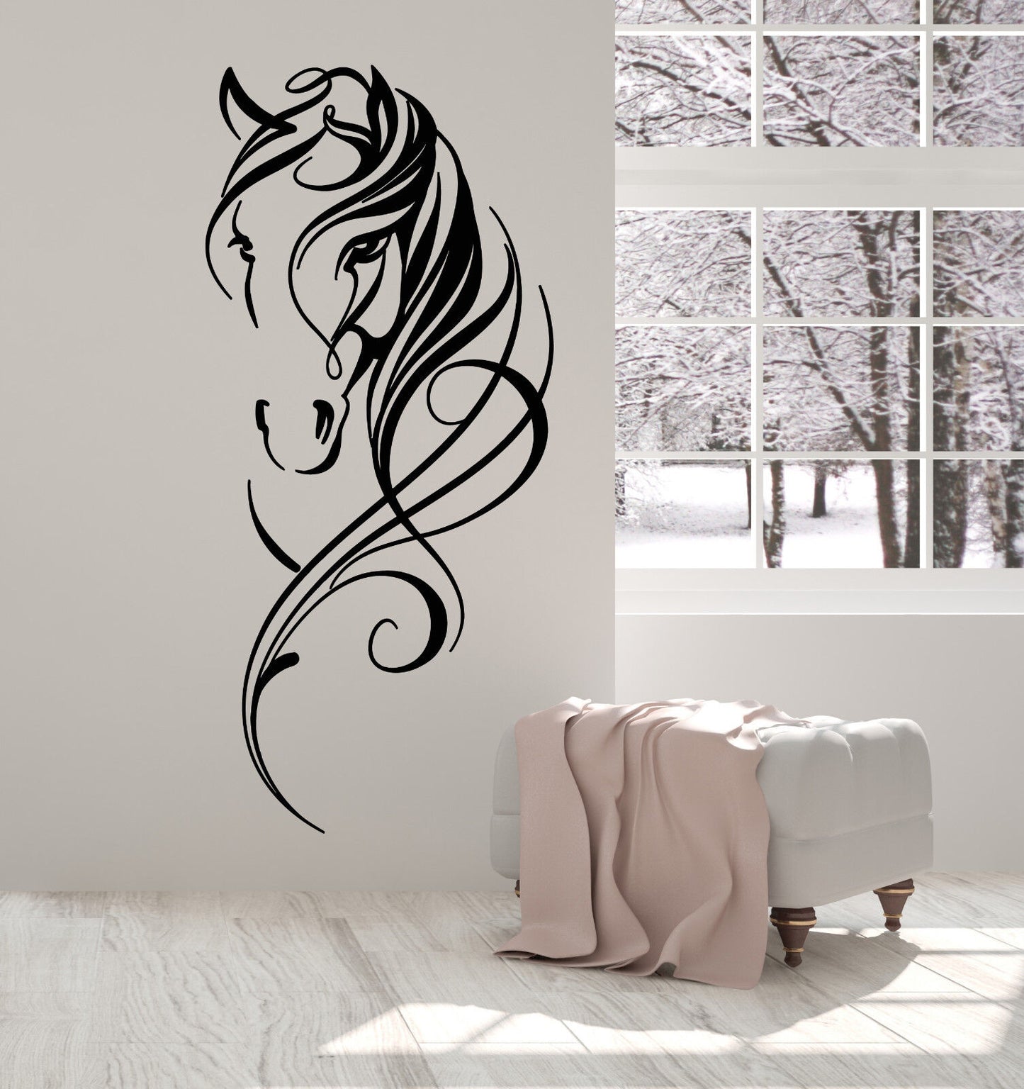 Vinyl Wall Decal Abstract Ornament Horse Head Pet Animal Stickers (2092ig)