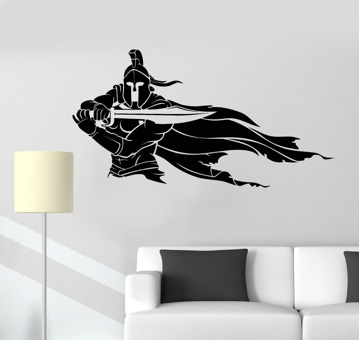 Vinyl Wall Decal Spartan Warrior Helmet Sword Cloak Of Warrior Stickers (2111ig)