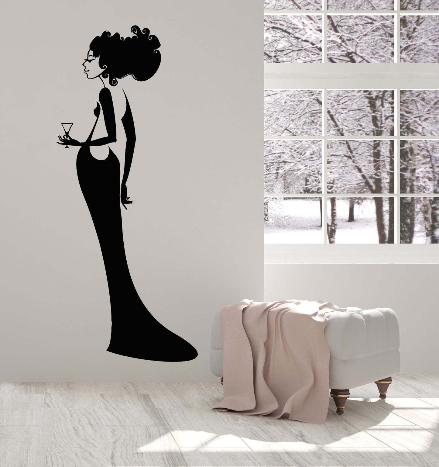 Vinyl Wall Decal Lady In Evening Dress Cocktail Sexy Back Party Stickers 2115ig