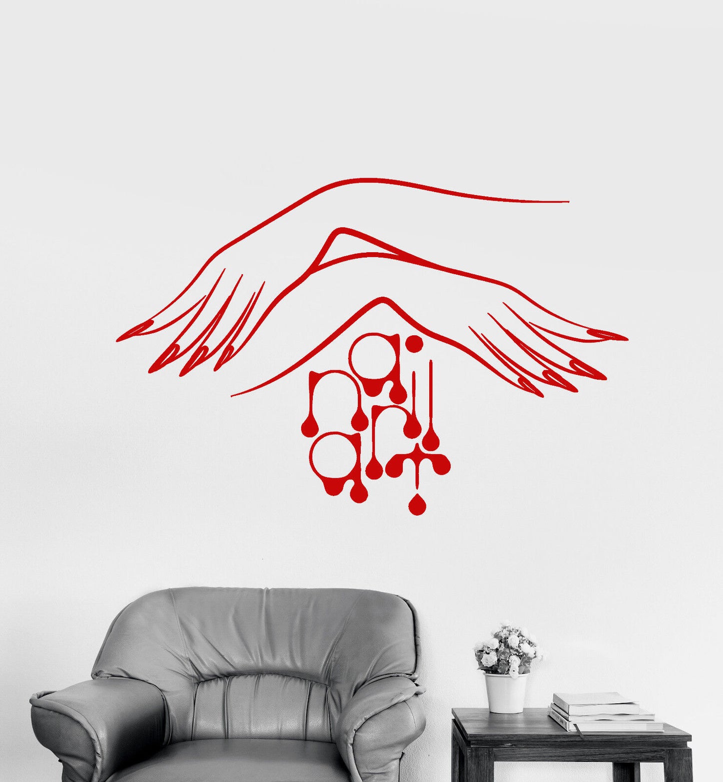 Vinyl Wall Decal Nail Studio Manicure Logo Women's Hands Stickers (2138ig)