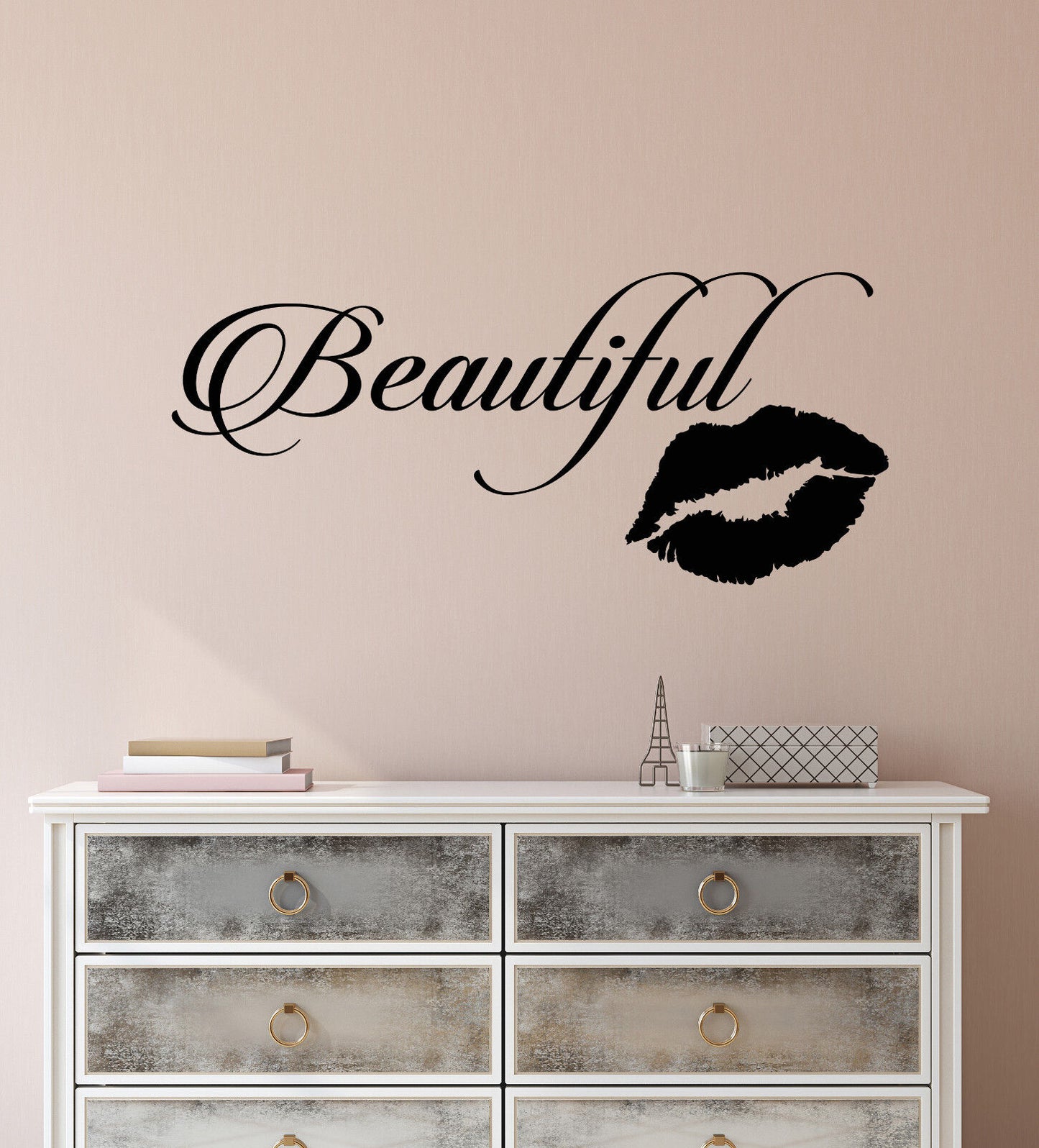 Vinyl Wall Decal Stickers Motivation Quote Words Beautiful Kiss Letters 2144ig