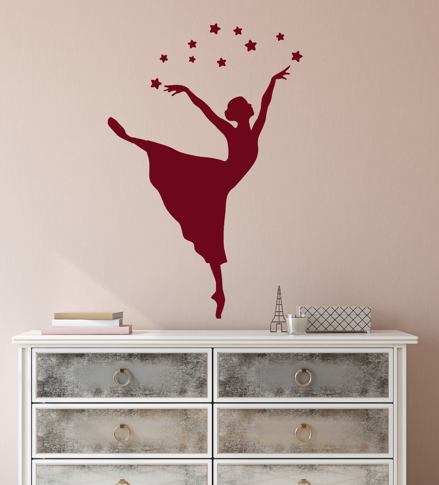 Vinyl Wall Decal Ballerina Ballet Studio Dancer Girl Pointe Stars Sticker 2148ig