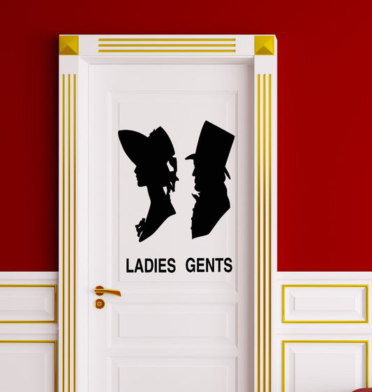 Vinyl Wall Decal WC Toilet Door Decoration Bathroom Ladies Gents Stickers 2194ig