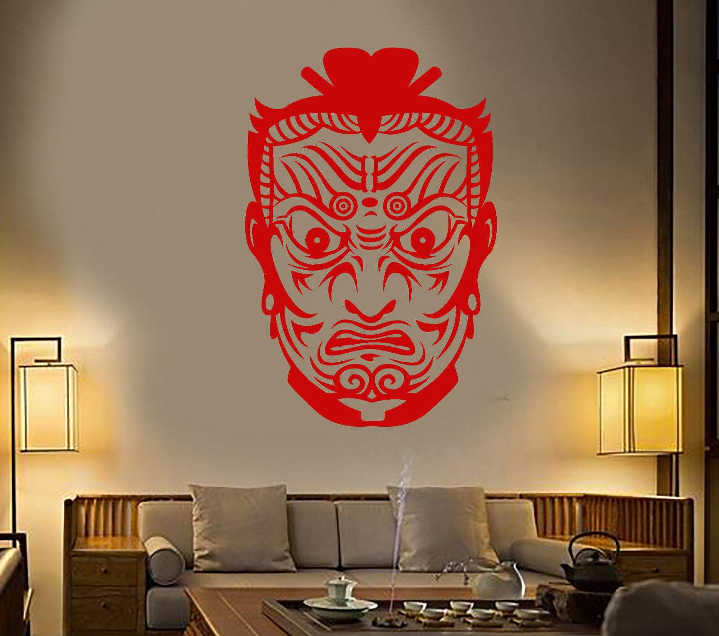 Vinyl Wall Decal Samurai Mask Japanese Asian Warrior Style Stickers (2197ig)