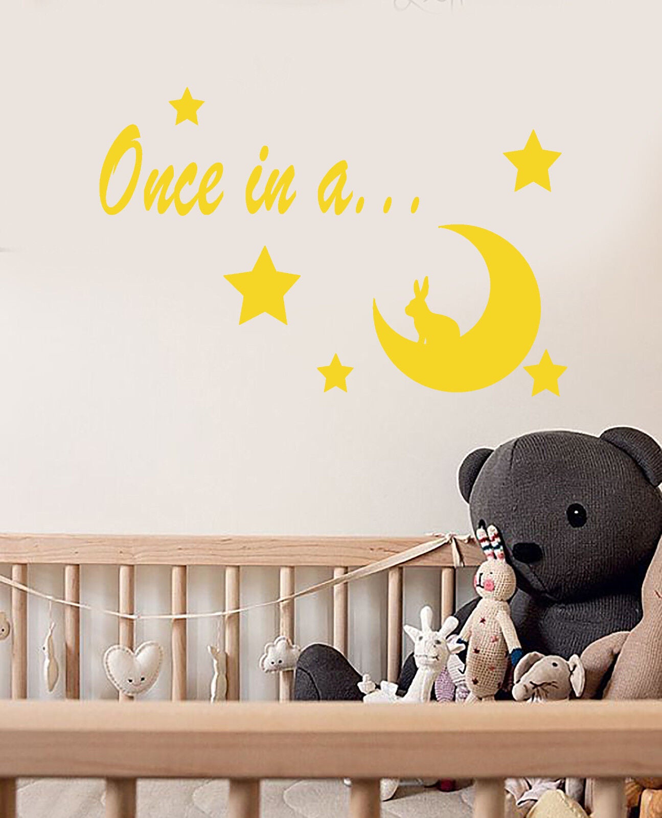 Vinyl Wall Decal Words Stars Rabbit Once In A Moon Fairy Tale Stickers (2200ig)