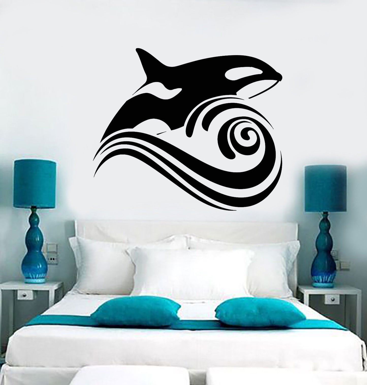 Vinyl Wall Decal Killer Whale Wave Sea Ocean Style Stickers (2234ig)