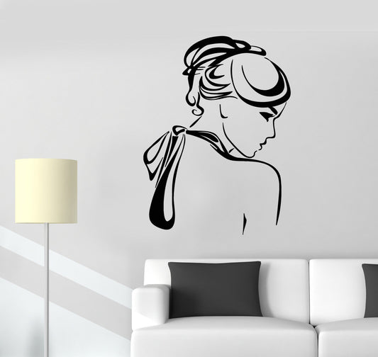 Vinyl Wall Decal Elegant Beautiful Lady Back Girl Hairstyle Stickers (2251ig)