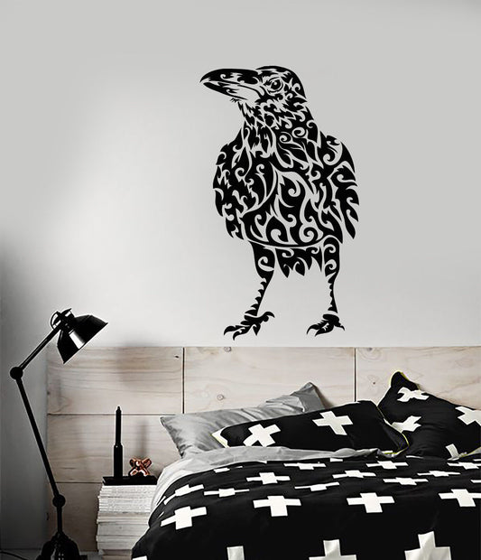 Autocollant mural en vinyle abstrait Raven Bird, autocollants de Style gothique (2261ig)