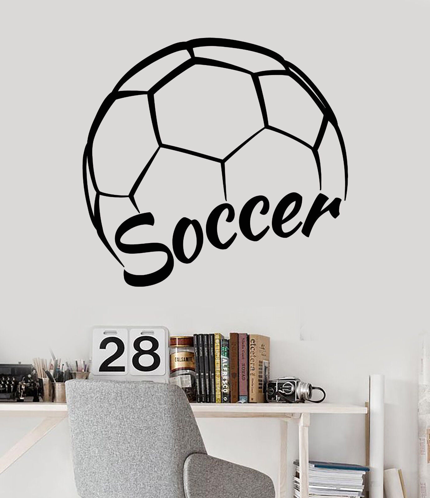 Vinyl Wall Decal Soccer Player Ball Sport Logo Word Stickers (2279ig)