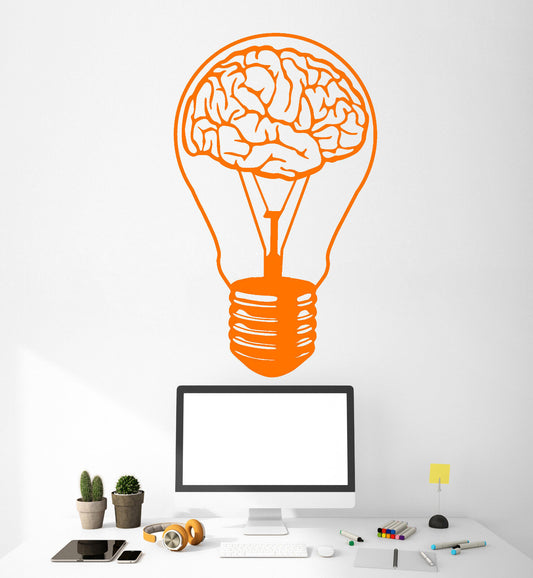 Vinyl Wall Decal Brain Creative Idea Bulb Office Style Stickers (2286ig)