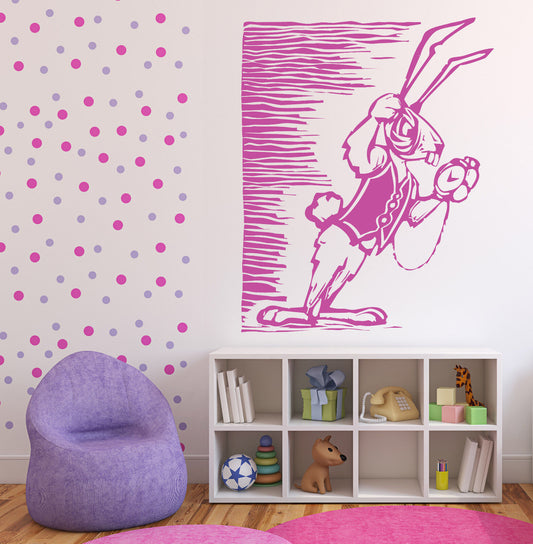 Autocollant mural en vinyle, personnage de conte de fées, lapin blanc, décor de chambre d'enfants, n990