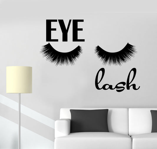 Vinyl Wall Decal False Girl Eyelashes Beauty Salon Makeup Stickers (2313ig)