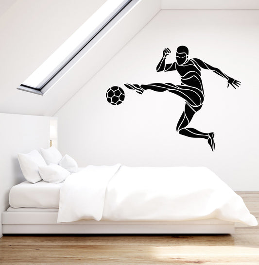 Vinyl Wall Decal Soccer Player Ball Sport Gift For Boys Stickers (2326ig)