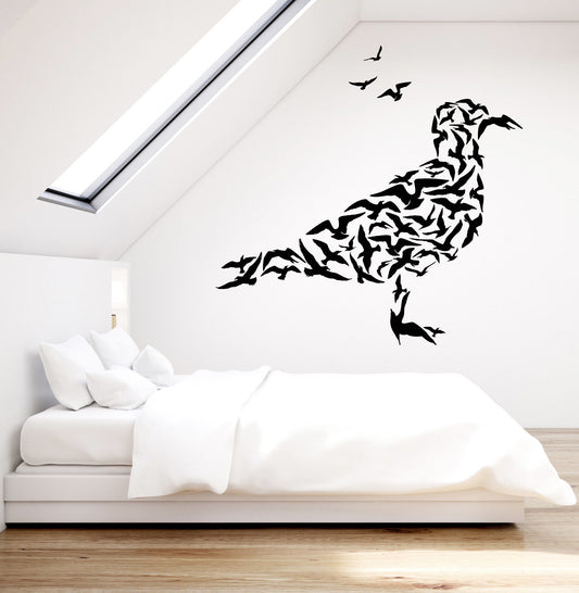 Autocollant mural en vinyle abstrait, mouettes, troupeau d'oiseaux, animaux, mouette (2335ig)