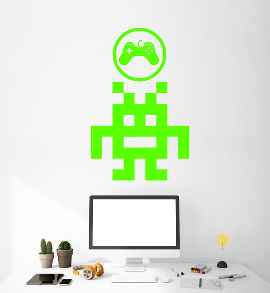 Vinyl Wall Decal Pixel Art Retro Video Game Joystick Gamer Room Stickers 2430ig