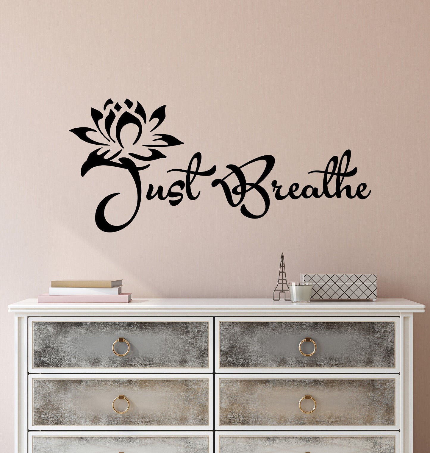 Vinyl Wall Decal Stickers Quote Yoga Relaxing Words Just Breathe 2426ig