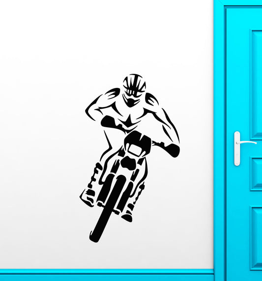 Vinyl Wall Decal Motocross Motorcycle Racing Driver Extreme Sport Sticker 2437ig