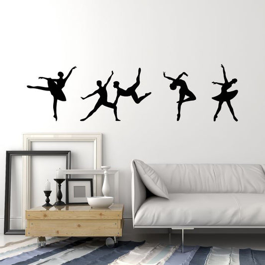 Vinyl Wall Decal Silhouette Dancers Ballet Studio Ballerina Stickers (2440ig)