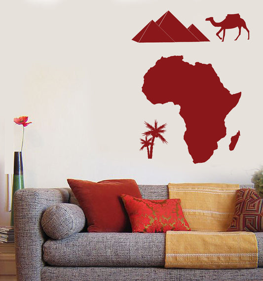 Vinyl Decal Wall Sticker African Continent Symbol Camel Palm Pyramids (n820)