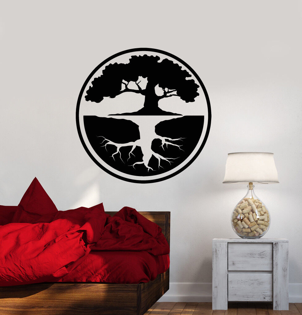 Wandtattoo Lebensbaum Yin Yang Buddhismus Bonsai Asiatische Aufkleber Vinyl (2453ig)