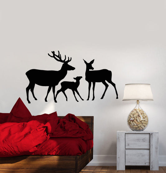 Vinyl Wall Decal Abstract Deer Family Forest Animals Stickers (2455ig)