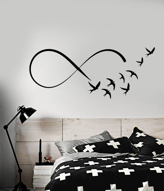 Vinyl Wall Decal Infinity Sign Flock of Birds Swallows Stickers (2457ig)