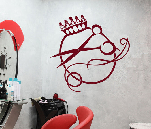 Autocollant mural en vinyle avec Logo de ciseaux, pour coupe de cheveux, Salon de coiffure, salon de coiffure (2459ig)