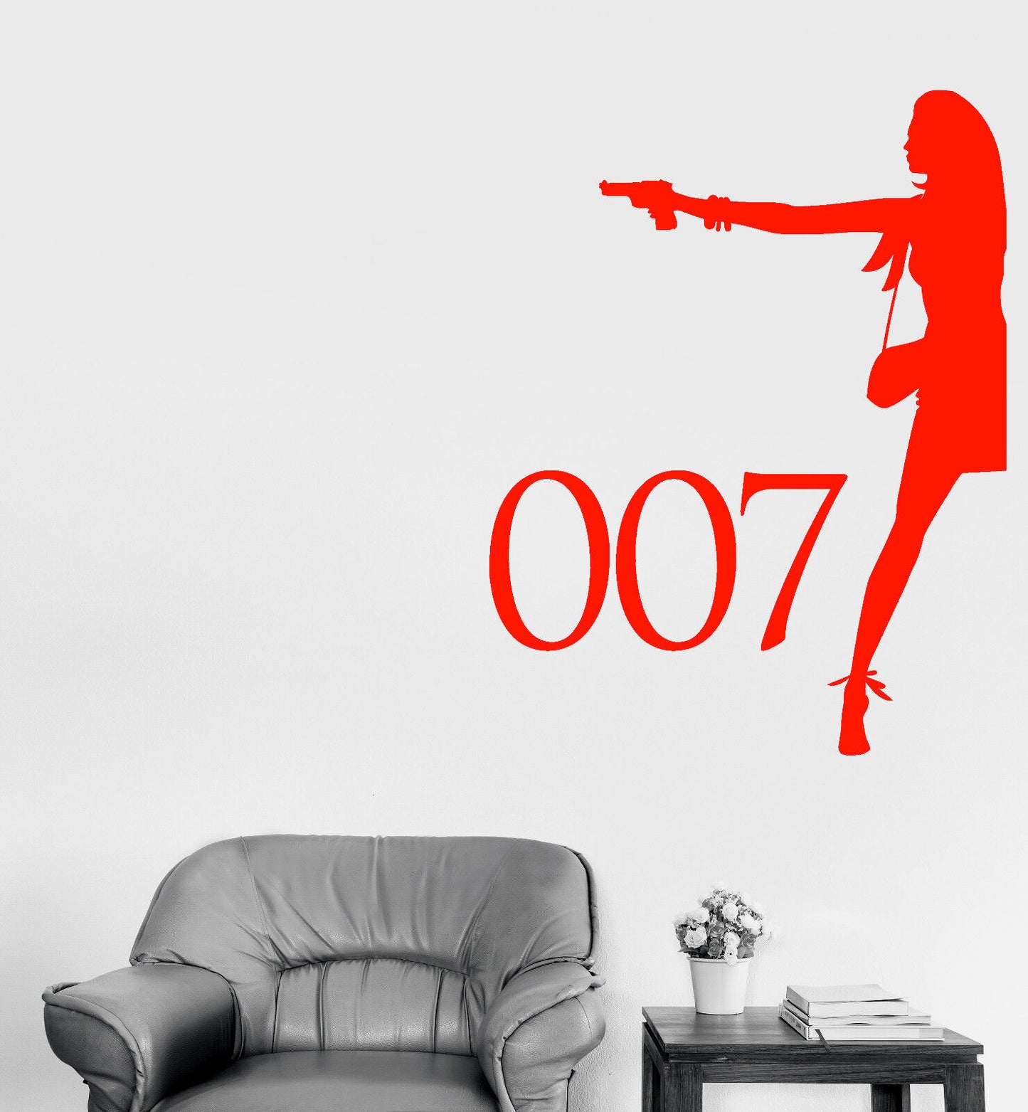 Vinyl Wall Decal Agent Spy Girl Woman With Gun Pistol Stickers (2477ig)