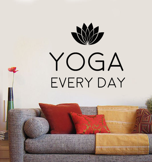 Vinyl Wall Decal Motivation Quotation Words Yoga Lotus Flower Stickers (2510ig)