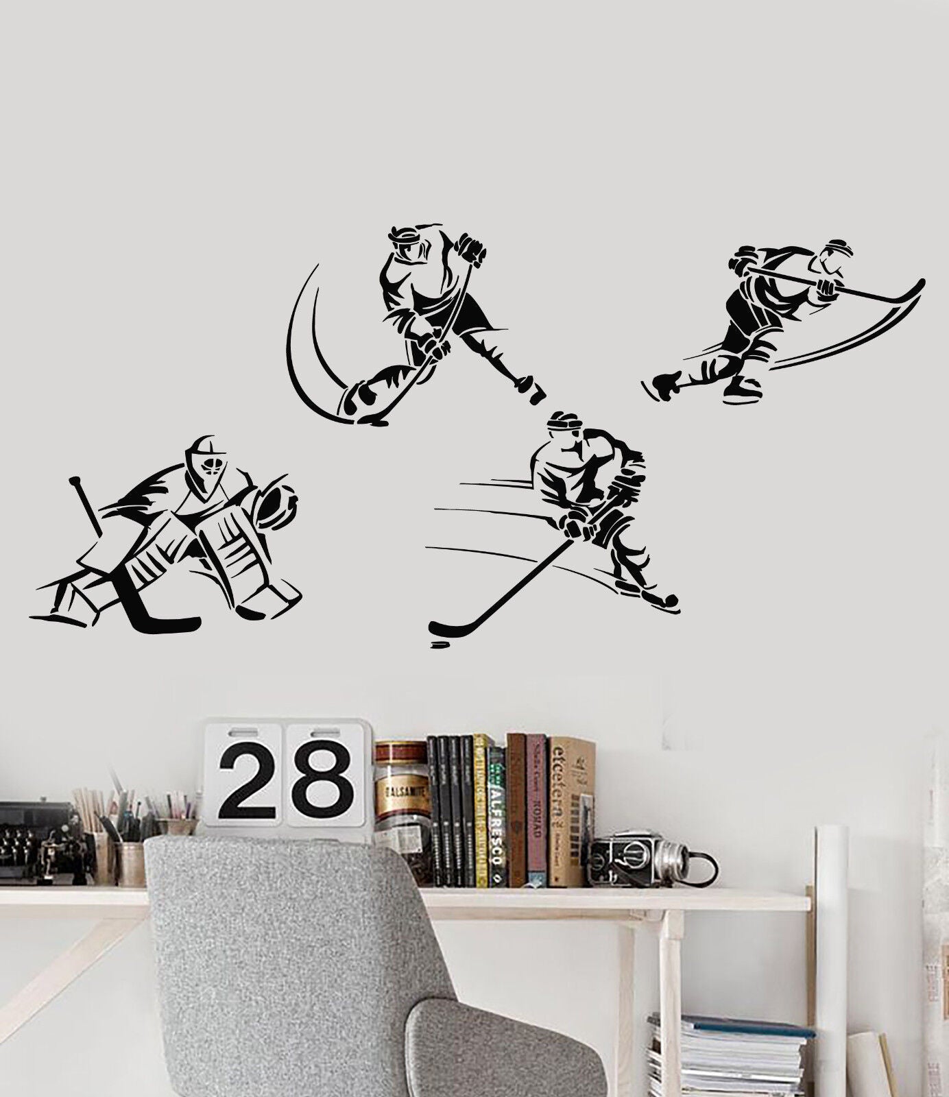 Vinyl Wall Decal Hockey Stick Game Players Sports Goalkeeper Stickers (2519ig)