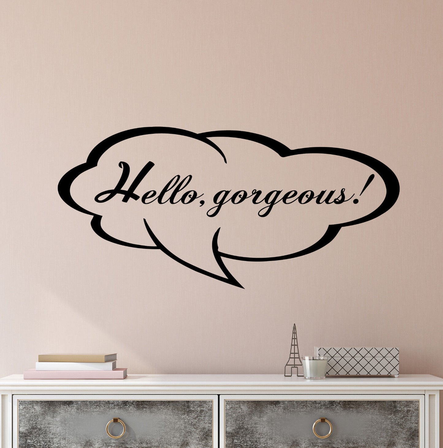 Wandaufkleber, Vinyl, mit Zitat „Hello Gorgeous Inspiring“, 2525ig