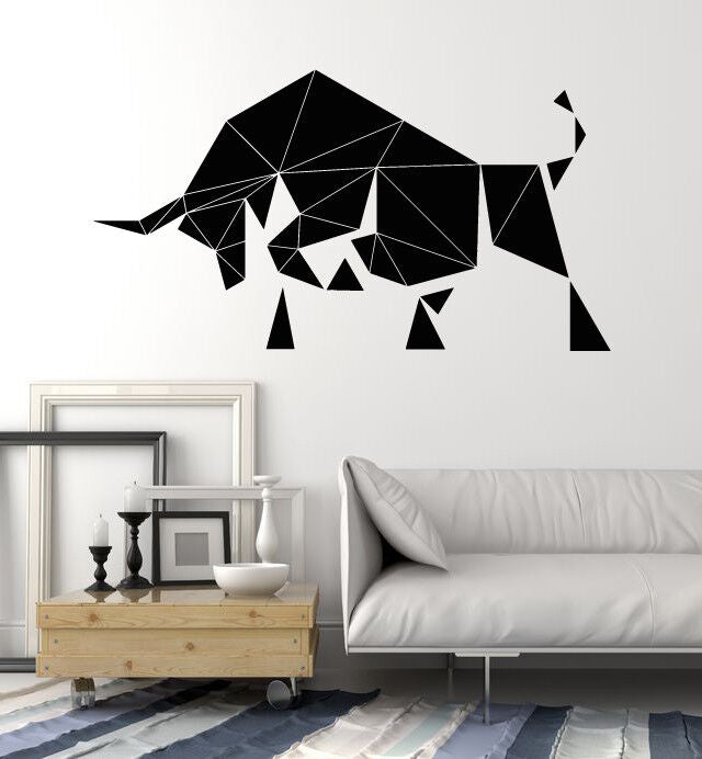 Wandaufkleber, geometrisch, abstrakt, Stier, Tier, polygonal, Vinyl, Aufkleber (2527ig)