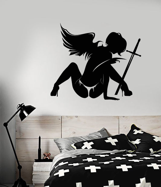 Vinyl Wall Decal Sexy Hot Fallen Angel Girl Sword Warrior Stickers (2542ig)