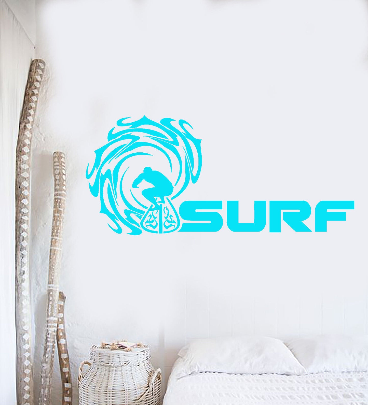 Autocollant mural en vinyle, Logo de Surf, vagues, Sports nautiques, Style plage, 2551ig