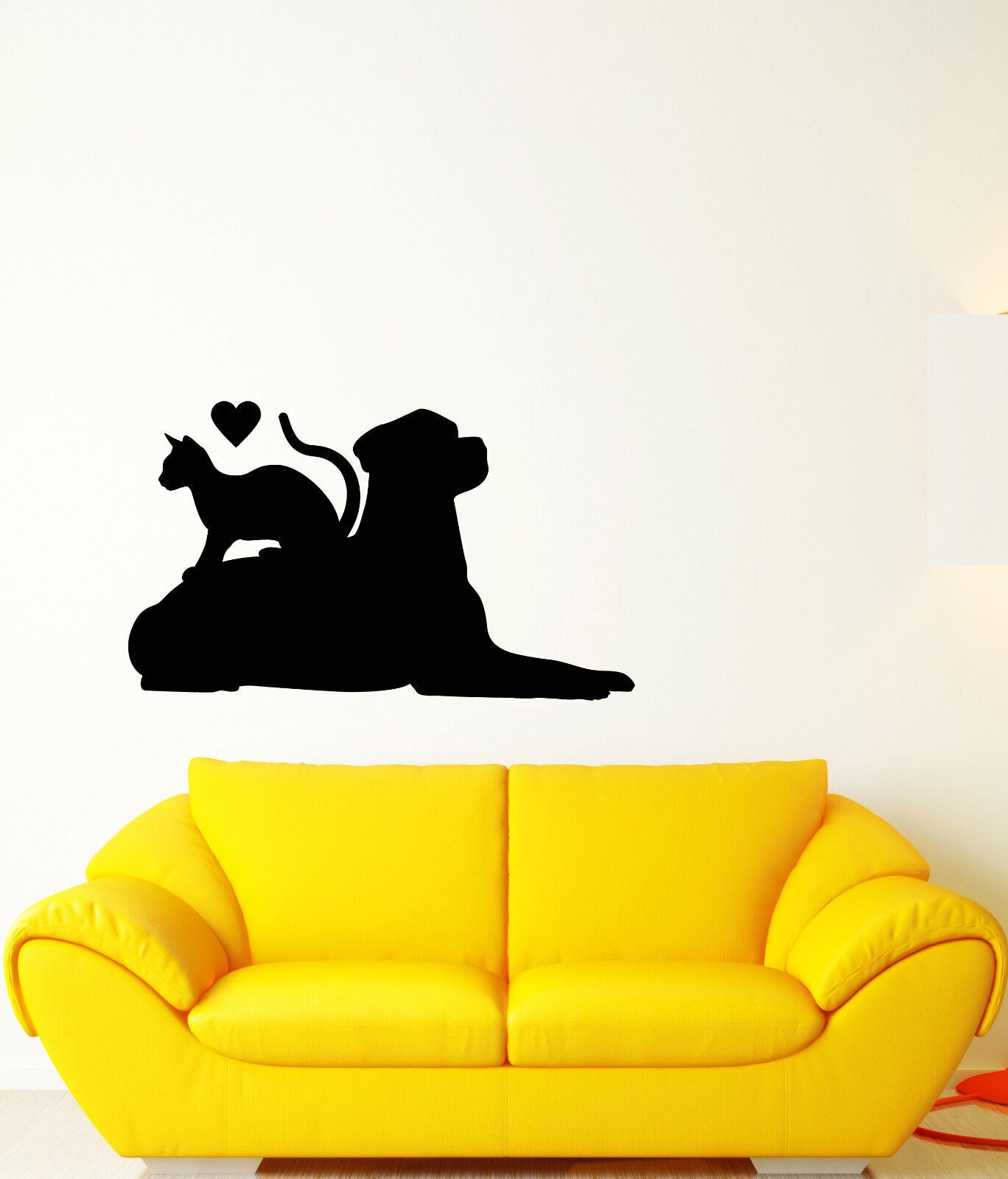 Autocollant mural en vinyle pour chaton, chien, Labrador, animalerie, cœur, toilettage, autocollants (2553ig)