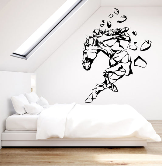 Autocollant mural en vinyle montagne abstraite cheval Nature Rock autocollants (2562ig)