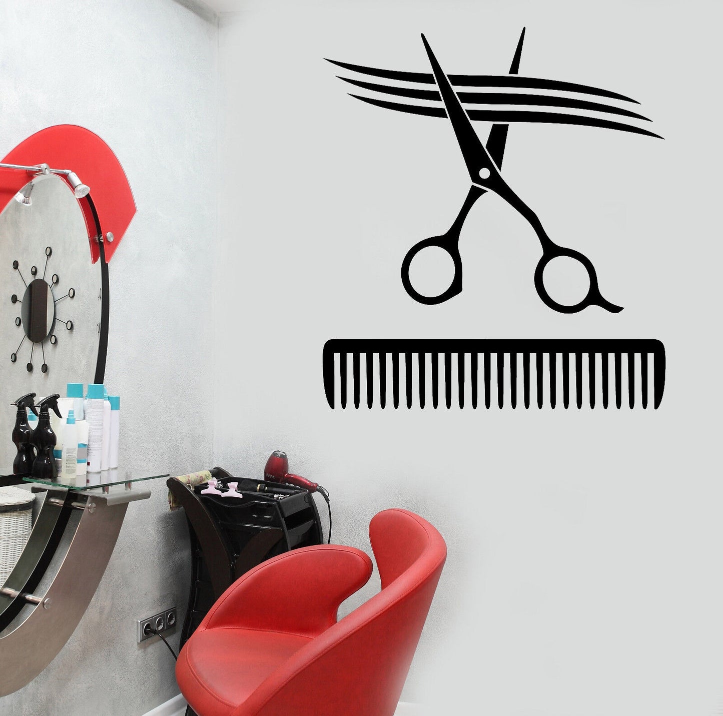 Vinyl Decal Wall Sticker Beauty Hair Salon Tools Icon Scissors (n833)