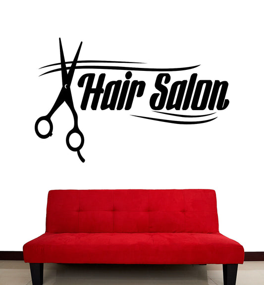 Vinyl Decal Wall Stickers Words Lettering Hair Salon Tools Scissors (n834)