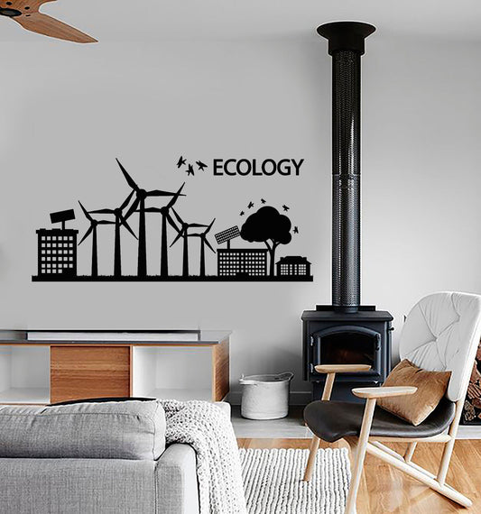 Vinyl Wall Decal Ecology Logo Solar Panels Protection Of Nature Stickers 2567ig