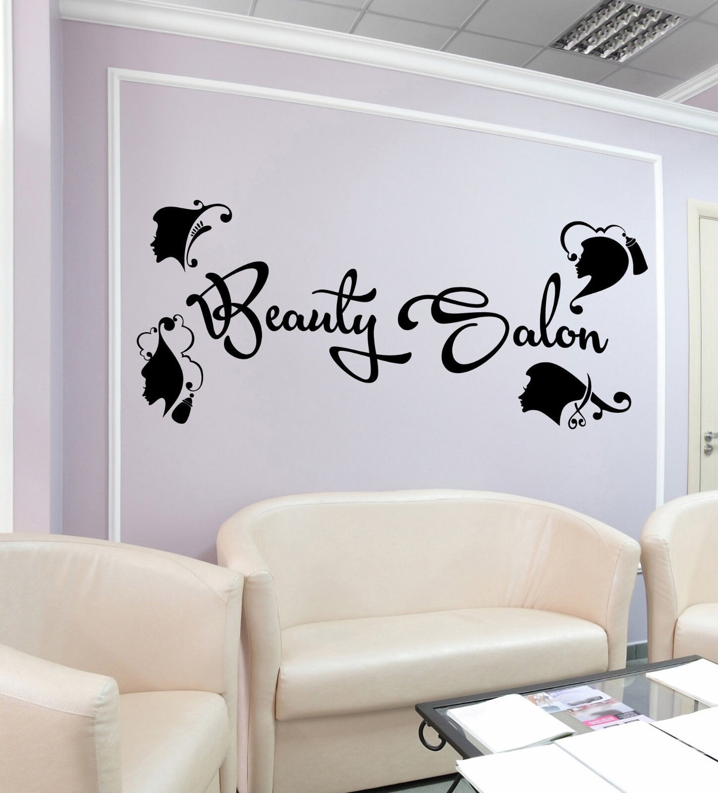 Autocollant mural en vinyle avec Logo de Salon de beauté et de coiffure, autocollants pour Salon de coiffure (2587ig)