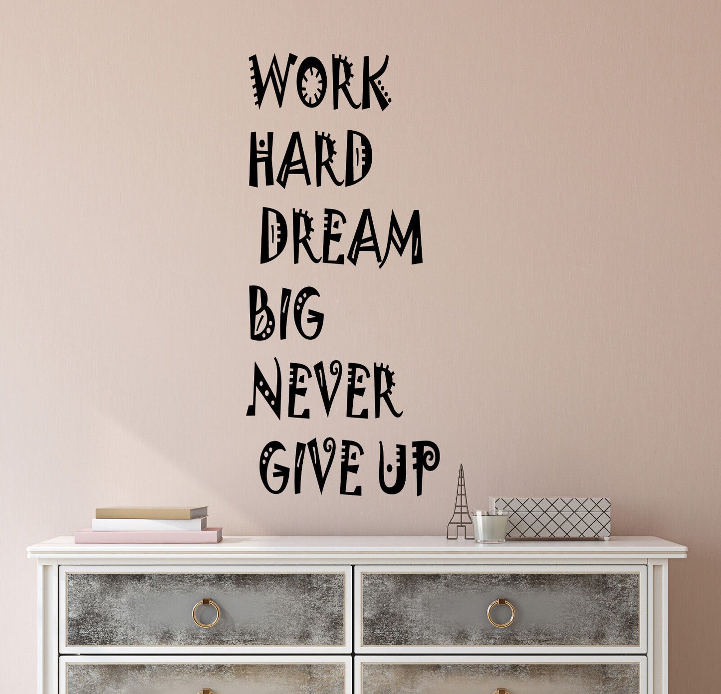 Vinyl Wall Decal Stickers Motivation Quote Words Work Hard Dream Big 2610ig