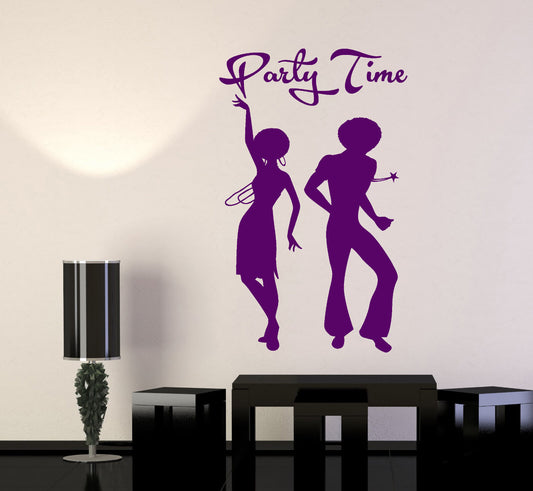 Vinyl Wall Decal African Man And Woman Disco Party Time Stickers (2611ig)