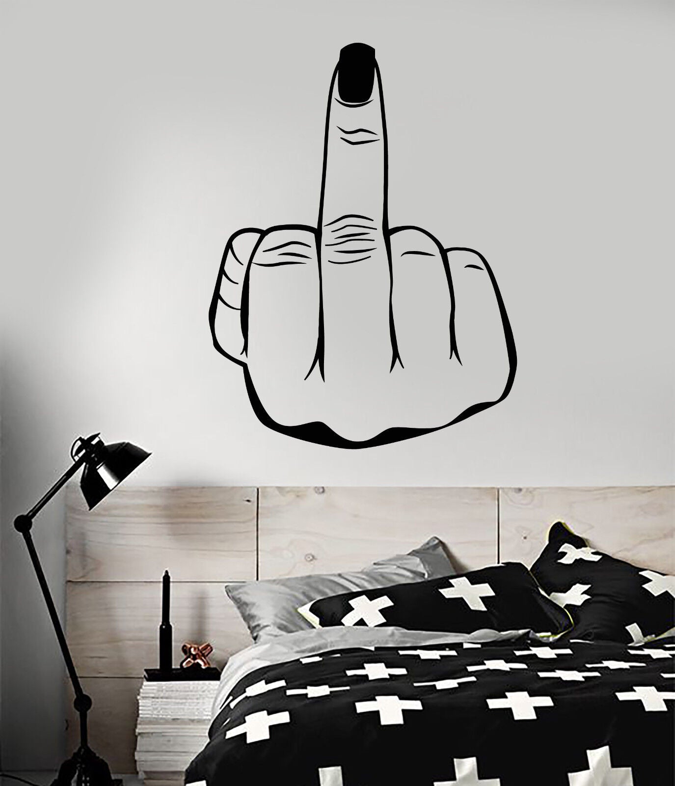 Vinyl Wall Decal Middle Finger Girl Nail Decor For Girl's Room Stickers (2620ig)