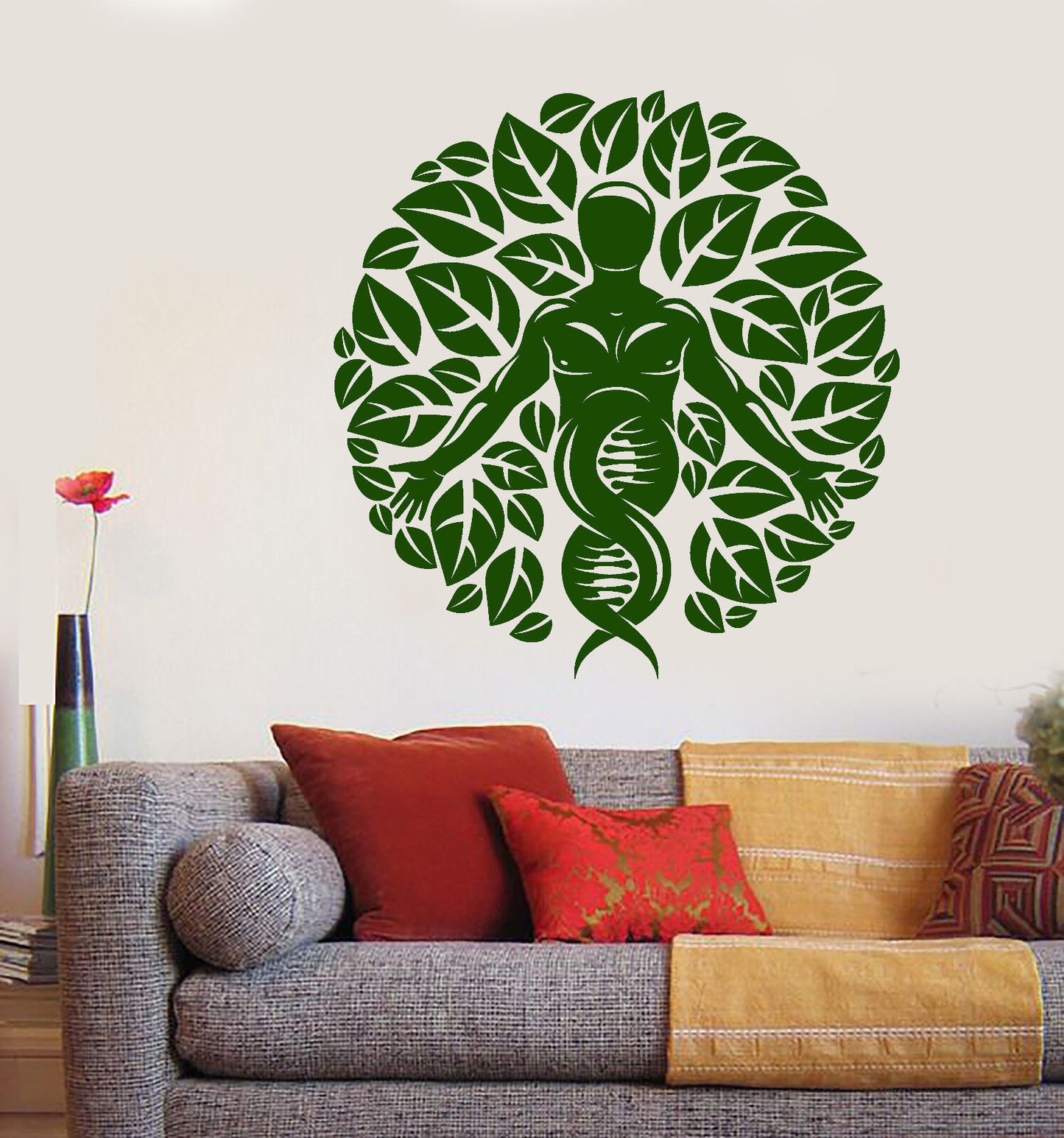 Vinyl Wall Decal Nature And Human Leaves DNA Science Stickers (2640ig)