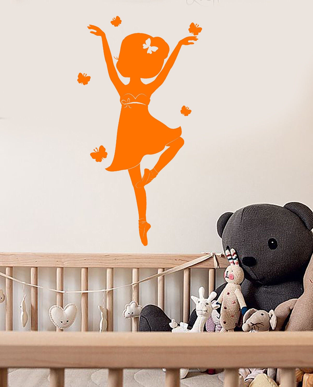 Vinyl Wall Decal Butterflies Little Ballerina Dancer Pointe Shoes Sticker 2658ig