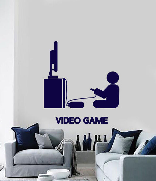 Wall Vinyl Decal Video Games Player Joystick Playroom Decor (n869)